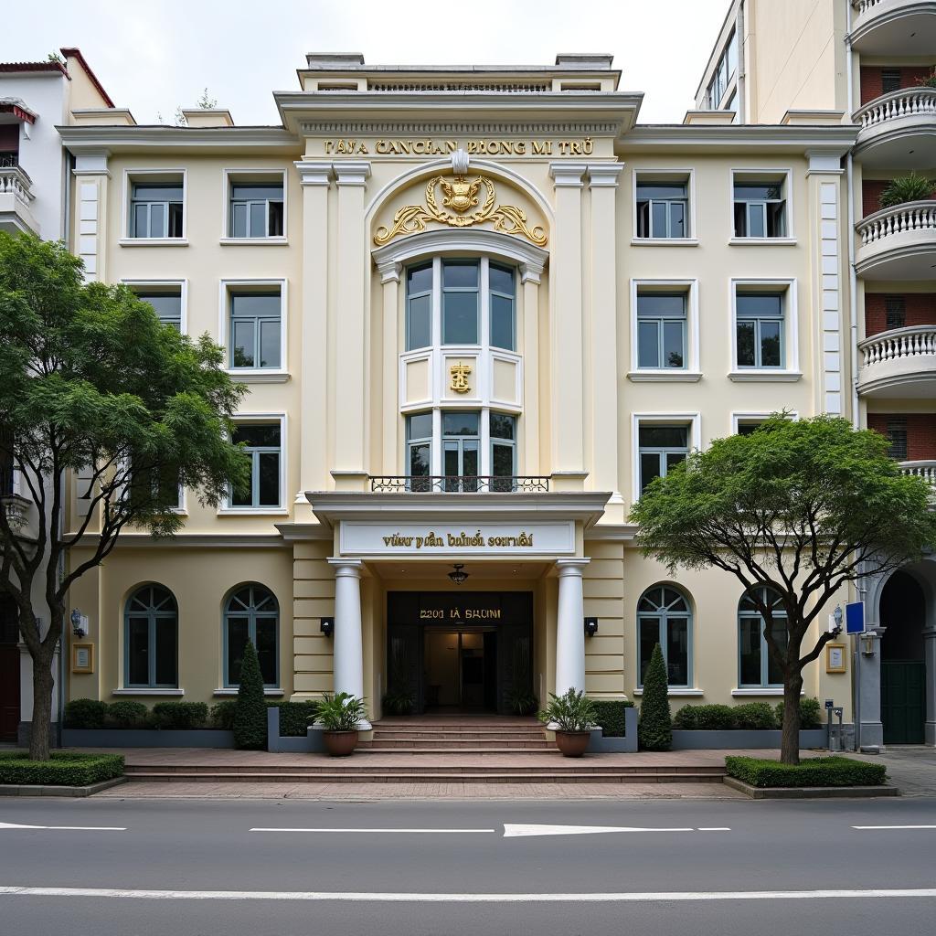 Trụ sở Công an phường Mễ Trì tại 232 Mễ Trì Thượng, Nam Từ Liêm với kiến trúc đặc trưng